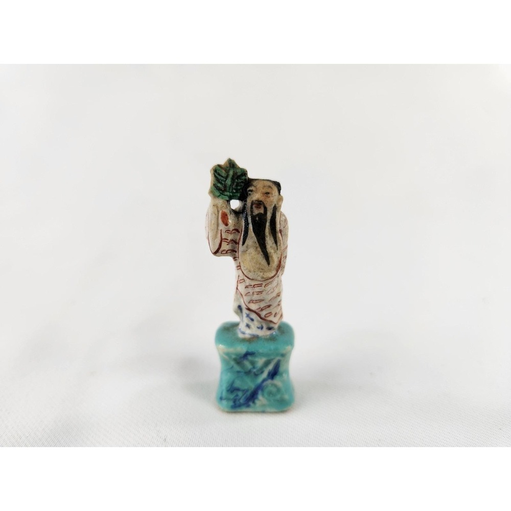 Vintage Asian Chinese Bisque Porcelain Figurine Ancient Man Mud Emperor - Picture 14 of 14
